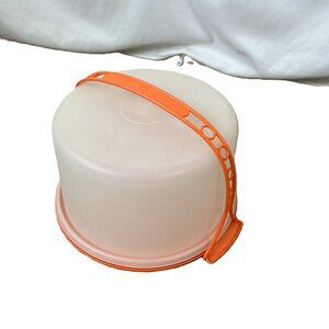 Vintage Tupperware Round Cake Taker Pie Keeper Harvest Orange